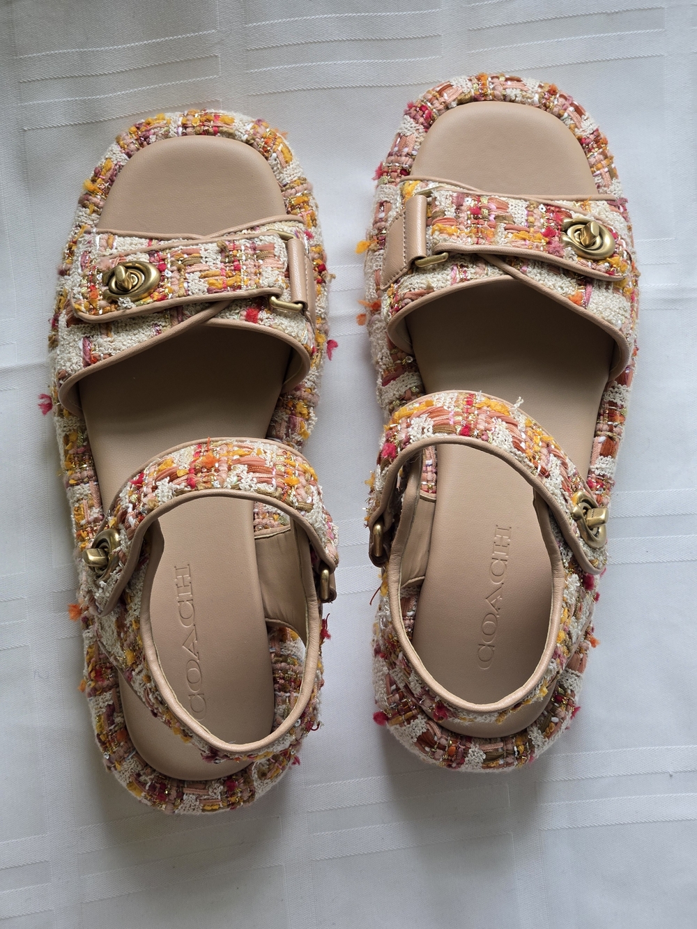 Coach Multicolor Tweed Platform Sandals - Picture 7 of 12
